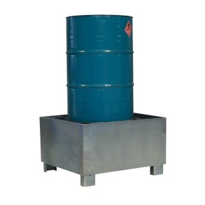 Vista general del cubeto de retención para 1 bidón