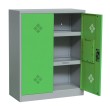 vista en 3/4 del armario bajo productos peligrosos 2 puertas - puerta abierta