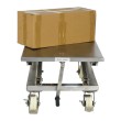 Frontal con caja - Mesa elevadora móvil INOX con manivela 300 kg - plataforma 950x600 mm