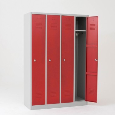 Taquilla metálica 1 puerta 4 cuerpos Roja