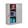 Armario limpieza gris 120x92x40 cm con una puerta abierta - vista de 3/4