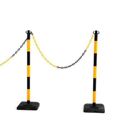 2 postes PVC + 1 cadena de 2 metros - Negro y amarillo