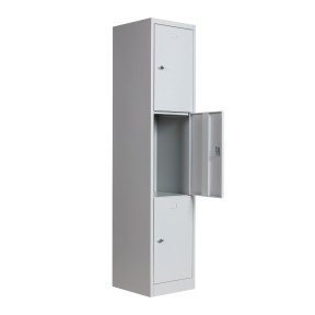 Taquilla 3 puertas 1 cuerpo - Gris 1 puerta abierta Taquilla 3 puertas 1 cuerpo - Gris 1 puerta abierta