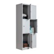 Taquilla 3 puertas 2 cuerpos - Gris - 3 puertas abiertas con accesorios Taquilla 3 puertas 2 cuerpos - Gris - 3 puertas abiertas con accesorios