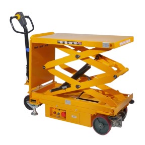 Vista general de la Mesa elevadora eléctrica móvil doble tijera 500 kg