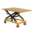 Vista trasera en 3/4 de la mesa elevadora con manivela 300 kg plataforma 1150x750 mm - plataforma de altura intermedia Vista trasera en 3/4 de la mesa elevadora con manivela 300 kg plataforma 1150x750 mm - plataforma de altura intermedia